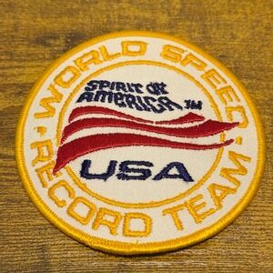 Vtg Spirit of America World Speed Record Team USA Embroidered Patch Yellow Retro